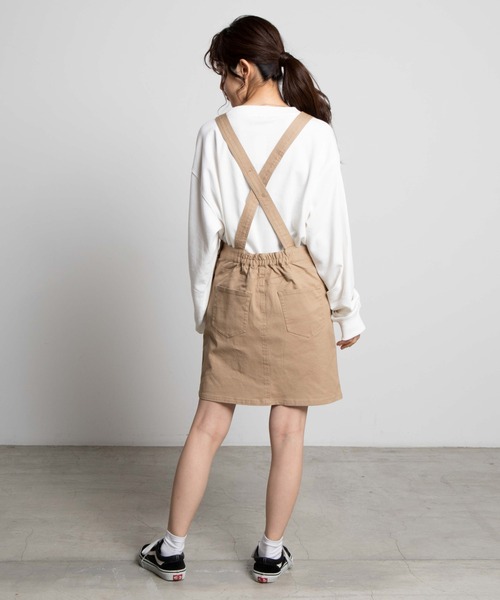 WEGO（ウィゴー）の「WEGO/ツイルジャンパースカート（ジャンパースカート・レディース・ブラック/ベージュ・SMALL/MEDIUM）」の9枚目の写真