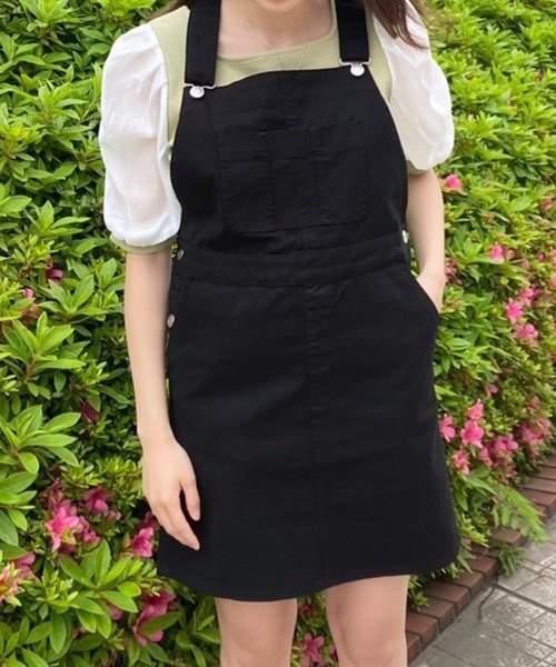 WEGO（ウィゴー）の「WEGO/ツイルジャンパースカート（ジャンパースカート・レディース・ブラック/ベージュ・SMALL/MEDIUM）」の15枚目の写真