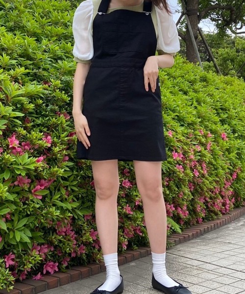 WEGO（ウィゴー）の「WEGO/ツイルジャンパースカート（ジャンパースカート・レディース・ブラック/ベージュ・SMALL/MEDIUM）」の16枚目の写真