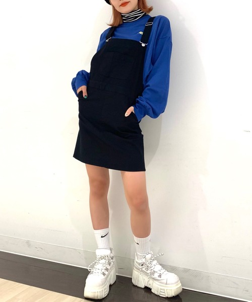 WEGO（ウィゴー）の「WEGO/ツイルジャンパースカート（ジャンパースカート・レディース・ブラック/ベージュ・SMALL/MEDIUM）」の14枚目の写真