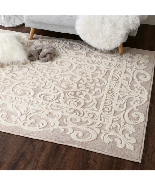 エルフィア ホットカーペットラグ M アイボリー×ライトベージュ 床暖房