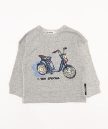 HAKKA KIDS（ハッカキッズ）の「[ボーイズ]h／BOY　ボーダー切替クラシックバイク刺しゅう長袖Tシャツ（Tシャツ/カットソー・キッズ）」