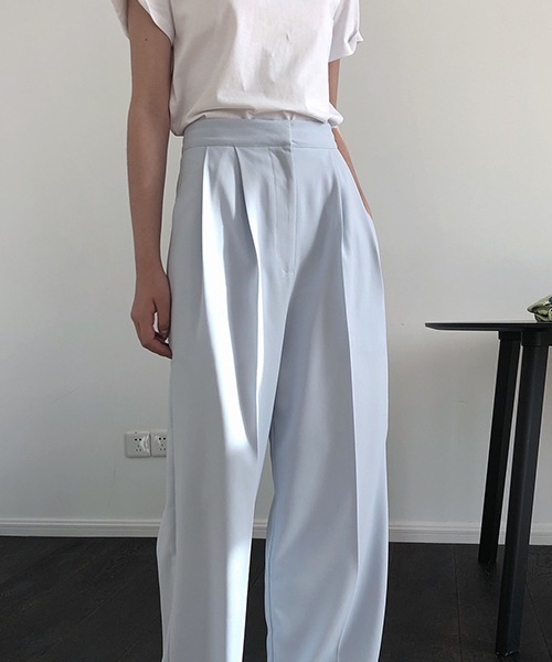 chuclla（チュクラ）の「Center crease wide pants sb-4 chw1424（スラックス・レディース・ライトブルー/ブラック・M/L/S）」の10枚目の写真