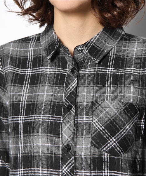 WEGO（ウィゴー）の「WEGO/ネルチェックロングシャツ（シャツワンピース・レディース・ブラック系その他/レッド系その他・FREE）」の6枚目の写真