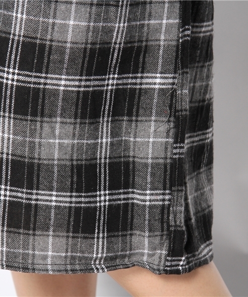 WEGO（ウィゴー）の「WEGO/ネルチェックロングシャツ（シャツワンピース・レディース・ブラック系その他/レッド系その他・FREE）」の9枚目の写真