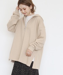 AMERICAN HOLIC | ハーフZIP裏毛サイドスリットチュニック ＊(スウェット)