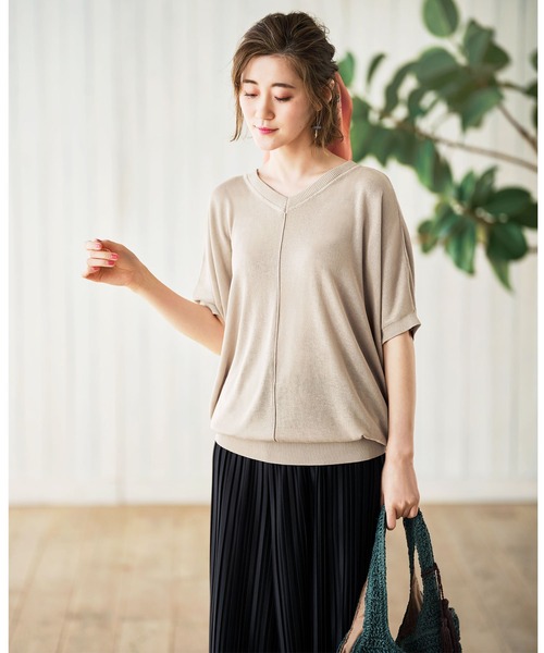 GeeRA（ジーラ）の「接触冷感！前後2WAYドルマンニット（ニット/セーター・レディース・ブラック/ベージュ/オフホワイト・LARGE/MEDIUM/XX-LARGE/X-LARGE）」の15枚目の写真