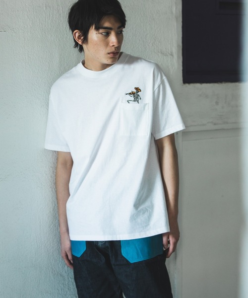 rehacer（レアセル）の「rehacer : Swinging Skull Pocket CS Made in Japan / スインギングスカル ポケットカットソー メイドインジャパン（Tシャツ/カットソー・メンズ・ホワイト/ブラック・SMALL/MEDIUM/LARGE/X-LARGE）」の8枚目の写真