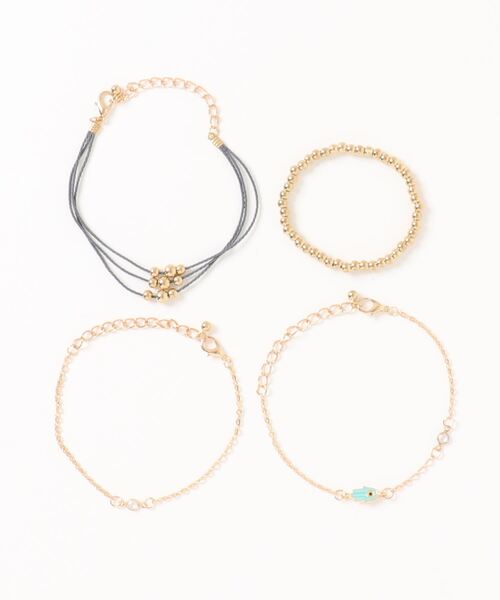 Fun & Daily(ファンアンドデイリー)の「F&D : 4セット・ナローデザインブレスレット(ブレスレット・レディース・ゴールド・FREE)」の2枚目の写真