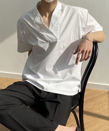 【COLN】Open-collar Pullover Shirt in Cotton CLN21S03TP