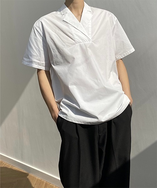 WESTBOY(ウエストボーイ)の「【COLN】Open-collar Pullover Shirt in Cotton CLN21S03TP(シャツ/ブラウス・メンズ・ホワイト・S/M/L/XL)」の4枚目の写真