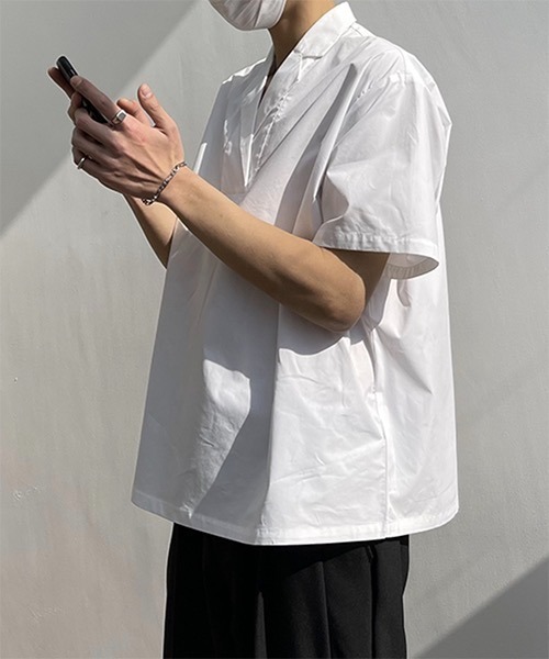 WESTBOY(ウエストボーイ)の「【COLN】Open-collar Pullover Shirt in Cotton CLN21S03TP(シャツ/ブラウス・メンズ・ホワイト・S/M/L/XL)」の11枚目の写真