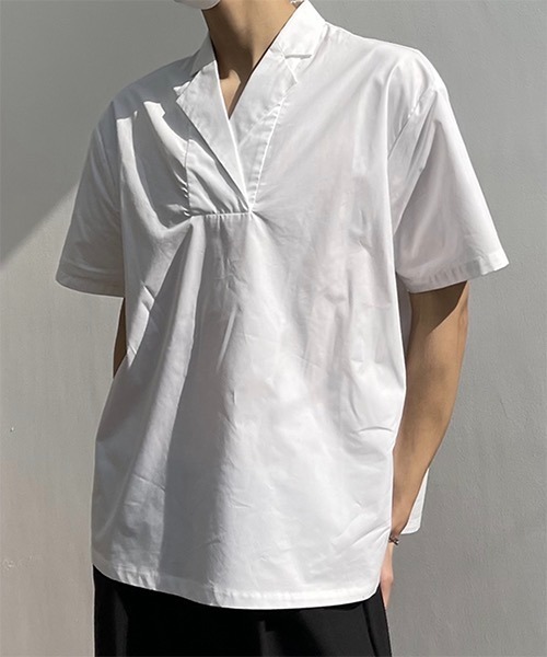 WESTBOY(ウエストボーイ)の「【COLN】Open-collar Pullover Shirt in Cotton CLN21S03TP(シャツ/ブラウス・メンズ・ホワイト・S/M/L/XL)」の9枚目の写真