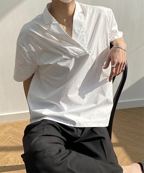 WESTBOY(ウエストボーイ)の「【COLN】Open-collar Pullover Shirt in Cotton CLN21S03TP(シャツ/ブラウス・メンズ・ホワイト・S/M/L/XL)」の10枚目の写真