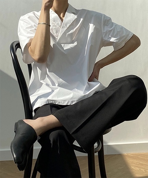 WESTBOY(ウエストボーイ)の「【COLN】Open-collar Pullover Shirt in Cotton CLN21S03TP(シャツ/ブラウス・メンズ・ホワイト・S/M/L/XL)」の5枚目の写真
