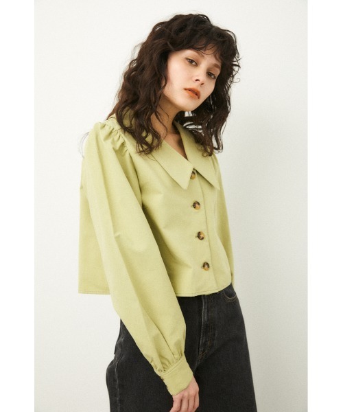 LAGUA GEM（ラグアジェム）の「BIG COLLAR TOPS（シャツ/ブラウス・レディース・ホワイト/ライム/ブラック・MEDIUM/SMALL）」の3枚目の写真