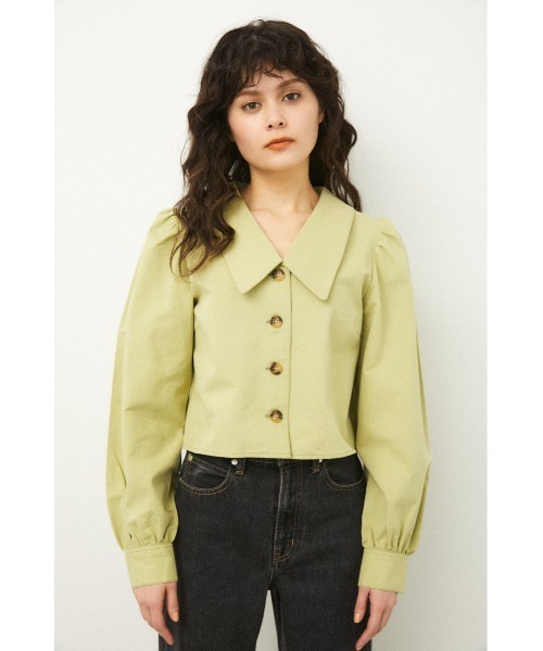 LAGUA GEM（ラグアジェム）の「BIG COLLAR TOPS（シャツ/ブラウス・レディース・ホワイト/ライム/ブラック・MEDIUM/SMALL）」の9枚目の写真