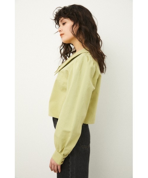 LAGUA GEM（ラグアジェム）の「BIG COLLAR TOPS（シャツ/ブラウス・レディース・ホワイト/ライム/ブラック・MEDIUM/SMALL）」の6枚目の写真