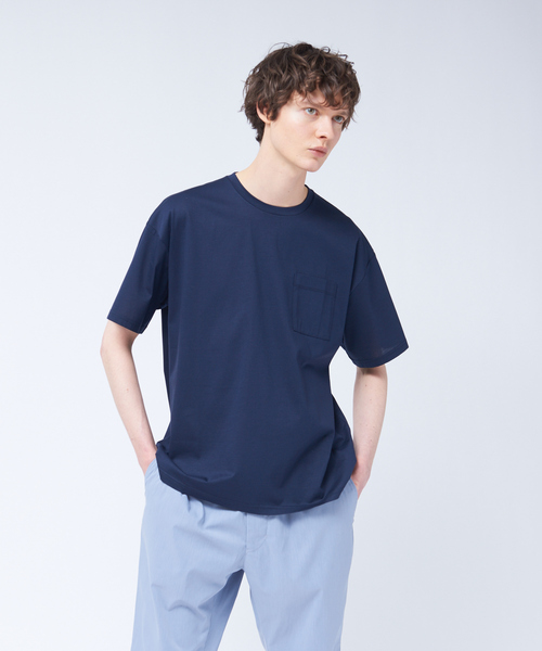 MYSELF ABAHOUSE(マイセルフアバハウス)の「【MYSELF ABAHOUSE】シルケット ルーズ Tシャツ(Tシャツ/カットソー・メンズ・ダークグリーン/ブラウン/グレイッシュベージュ/ネイビー/ホワイト/ブラック/ブルー・44/48/46)」の6枚目の写真