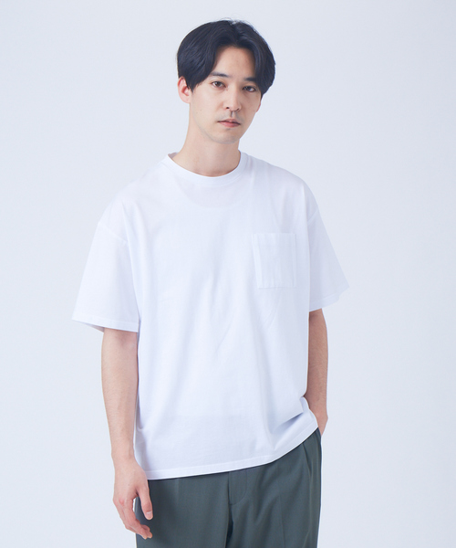 MYSELF ABAHOUSE(マイセルフアバハウス)の「【MYSELF ABAHOUSE】シルケット ルーズ Tシャツ(Tシャツ/カットソー・メンズ・ダークグリーン/ブラウン/グレイッシュベージュ/ネイビー/ホワイト/ブラック/ブルー・44/48/46)」の2枚目の写真