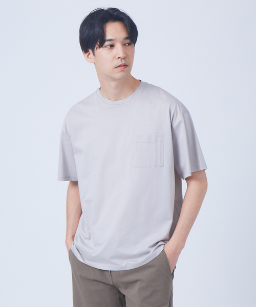 MYSELF ABAHOUSE(マイセルフアバハウス)の「【MYSELF ABAHOUSE】シルケット ルーズ Tシャツ(Tシャツ/カットソー・メンズ・ダークグリーン/ブラウン/グレイッシュベージュ/ネイビー/ホワイト/ブラック/ブルー・44/48/46)」の4枚目の写真