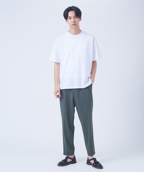 MYSELF ABAHOUSE(マイセルフアバハウス)の「【MYSELF ABAHOUSE】シルケット ルーズ Tシャツ(Tシャツ/カットソー・メンズ・ダークグリーン/ブラウン/グレイッシュベージュ/ネイビー/ホワイト/ブラック/ブルー・44/48/46)」の9枚目の写真