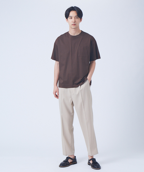 MYSELF ABAHOUSE(マイセルフアバハウス)の「【MYSELF ABAHOUSE】シルケット ルーズ Tシャツ(Tシャツ/カットソー・メンズ・ダークグリーン/ブラウン/グレイッシュベージュ/ネイビー/ホワイト/ブラック/ブルー・44/48/46)」の10枚目の写真