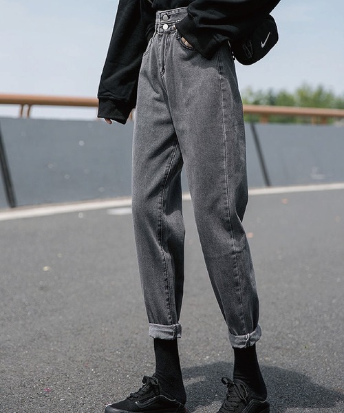 meJane（ミージェーン）の「ジップフライハイウエストルーズデニム（デニムパンツ・レディース・ブルー/ブラック・M/L/S）」の12枚目の写真