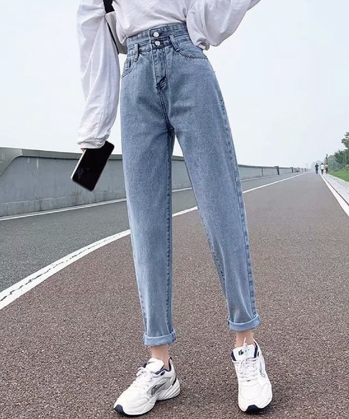 meJane（ミージェーン）の「ジップフライハイウエストルーズデニム（デニムパンツ・レディース・ブルー/ブラック・M/L/S）」の13枚目の写真