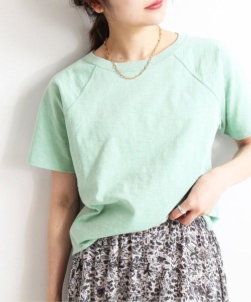 SLOBE IENA(スローブイエナ)の「スラブ天竺ラグランTシャツ【手洗い可能】◆(Tシャツ/カットソー・レディース・カーキ/ブラック/ホワイト/サックスブルー・FREE)」の4枚目の写真