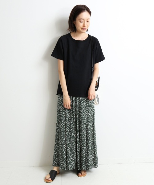 SLOBE IENA(スローブイエナ)の「スラブ天竺ラグランTシャツ【手洗い可能】◆(Tシャツ/カットソー・レディース・カーキ/ブラック/ホワイト/サックスブルー・FREE)」の5枚目の写真