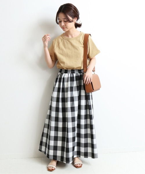 SLOBE IENA(スローブイエナ)の「スラブ天竺ラグランTシャツ【手洗い可能】◆(Tシャツ/カットソー・レディース・カーキ/ブラック/ホワイト/サックスブルー・FREE)」の7枚目の写真