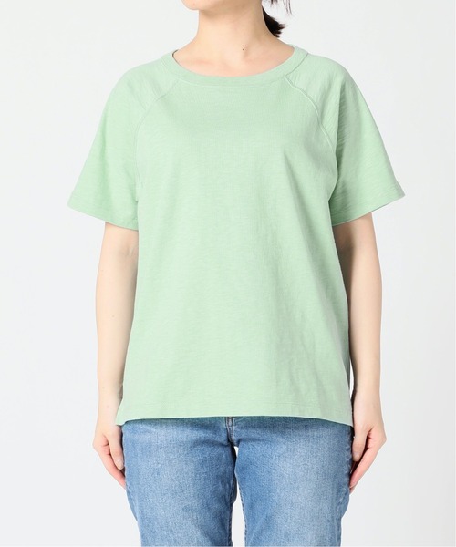 SLOBE IENA(スローブイエナ)の「スラブ天竺ラグランTシャツ【手洗い可能】◆(Tシャツ/カットソー・レディース・カーキ/ブラック/ホワイト/サックスブルー・FREE)」の9枚目の写真