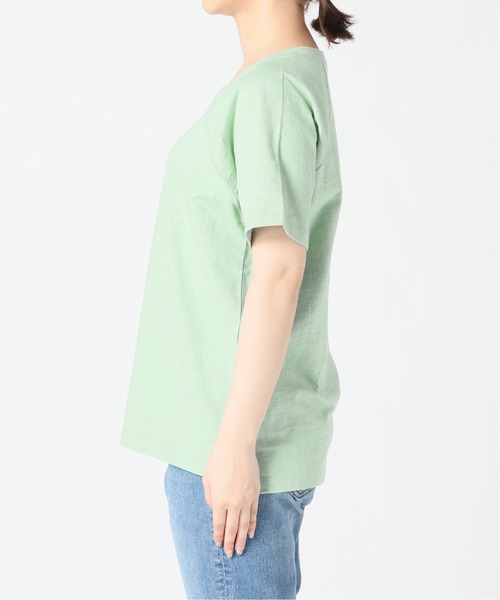 SLOBE IENA(スローブイエナ)の「スラブ天竺ラグランTシャツ【手洗い可能】◆(Tシャツ/カットソー・レディース・カーキ/ブラック/ホワイト/サックスブルー・FREE)」の10枚目の写真