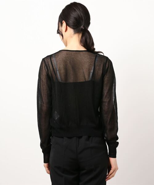 ROCKET x LUNCH（ロケットアンドランチ）の「【ROCKET * LUNCH/ロケット ランチ】シースルーニットカーディガン（ニット/セーター・レディース・ブラック/アーミー・SMALL）」の8枚目の写真