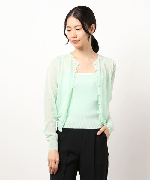 ROCKET x LUNCH（ロケットアンドランチ）の「【ROCKET * LUNCH/ロケット ランチ】シースルーニットカーディガン（ニット/セーター・レディース・ブラック/アーミー・SMALL）」の15枚目の写真