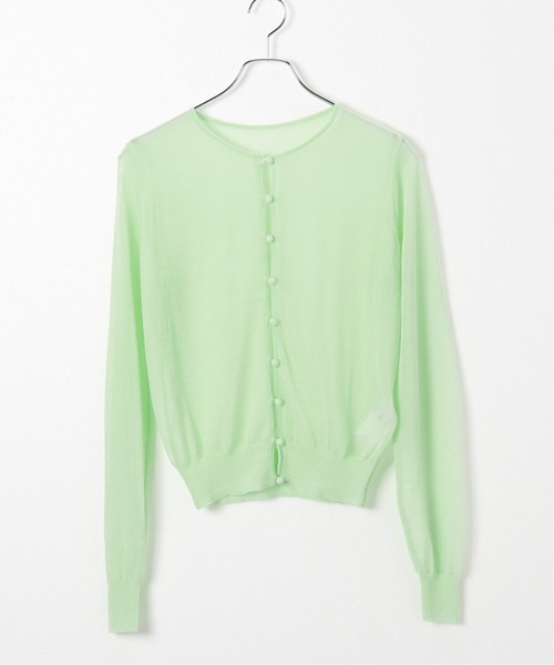 ROCKET x LUNCH（ロケットアンドランチ）の「【ROCKET * LUNCH/ロケット ランチ】シースルーニットカーディガン（ニット/セーター・レディース・ブラック/アーミー・SMALL）」の12枚目の写真