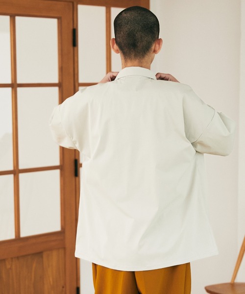 セール】【nowm】LOOSE BOX SLIT W-POCKET S/S OPEN COLLAR SHIRT 
