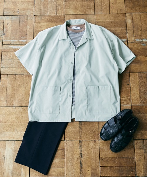 nowm(ノウム)の「【nowm】LOOSE BOX SLIT W-POCKET S/S OPEN COLLAR SHIRT/ ルーズ ダブルポケット オープンカラーシャツ(シャツ/ブラウス・メンズ・ライトブルー/グレイッシュベージュ・M/L)」の5枚目の写真