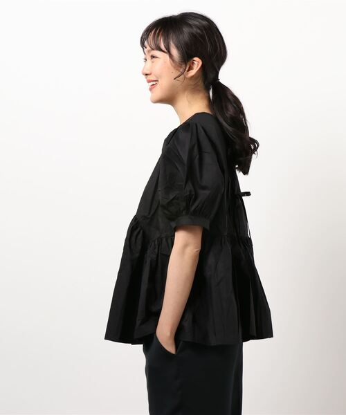 ANAYI バックリボン パフスリーブブラウス 黒 Vin｜バックリボンパフスリーブブラウス | Rakuten Fashion(楽天