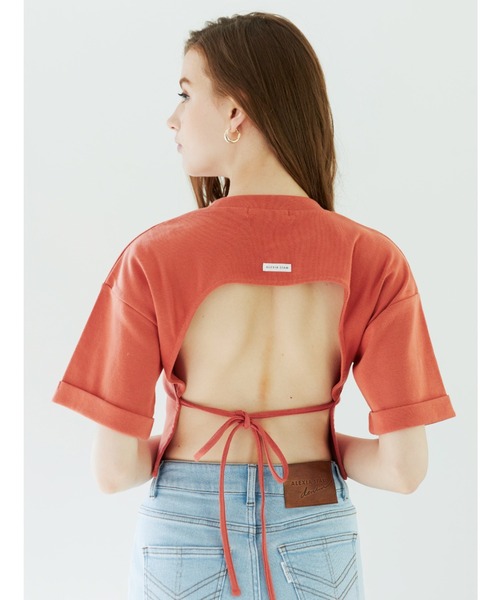 ALEXIA STAM(アリシアスタン)の「Back Open Ribbon Tee/バックリオープンリボンティー(Tシャツ/カットソー・レディース・チャコールグレー/モカ/オレンジ系その他・FREE)」の3枚目の写真