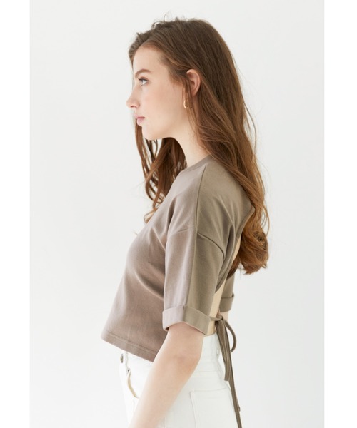 ALEXIA STAM(アリシアスタン)の「Back Open Ribbon Tee/バックリオープンリボンティー(Tシャツ/カットソー・レディース・チャコールグレー/モカ/オレンジ系その他・FREE)」の9枚目の写真