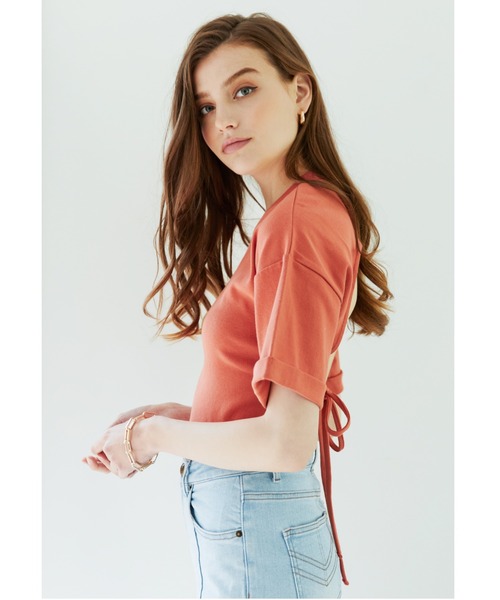 ALEXIA STAM(アリシアスタン)の「Back Open Ribbon Tee/バックリオープンリボンティー(Tシャツ/カットソー・レディース・チャコールグレー/モカ/オレンジ系その他・FREE)」の13枚目の写真