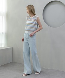 UNE MANSION | ハイウエストツーボタンラッパパンツ(デニムパンツ)