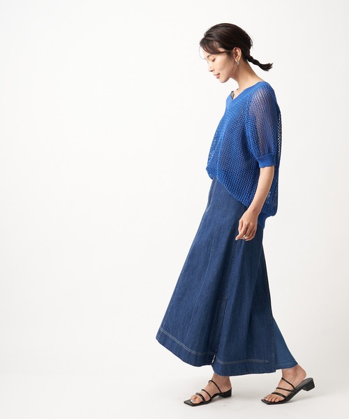 RIVE DROITE（リヴドロワ）の「デニム切替ロングスカート（デニムスカート・レディース・ネイビー/ブルー・FREE）」の11枚目の写真