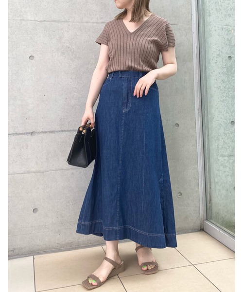 RIVE DROITE（リヴドロワ）の「デニム切替ロングスカート（デニムスカート・レディース・ネイビー/ブルー・FREE）」の7枚目の写真