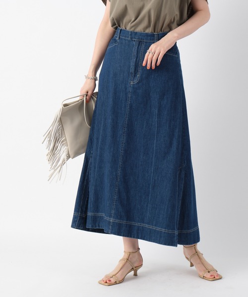 RIVE DROITE（リヴドロワ）の「デニム切替ロングスカート（デニムスカート・レディース・ネイビー/ブルー・FREE）」の5枚目の写真