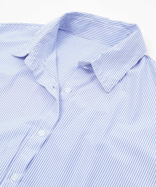 UR'S（ユアーズ）の「ｽﾄﾗｲﾌﾟﾛﾝｸﾞｼｬﾂﾜﾝﾋﾟｰｽ（シャツワンピース・レディース・ピンク/ブルー・F）」の13枚目の写真