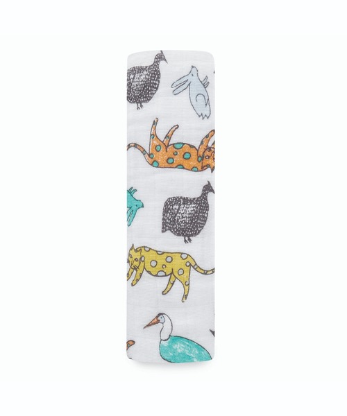 aden + anais （エイデンアンドアネイ）の「スワドル（おくるみ・キッズ・ホワイト×イエロー/サックスブルー/ホワイト×ピンク/ホワイト×ブラウン/マルチ/ライトブルー/ホワイト×ネイビー・FREE）」の7枚目の写真