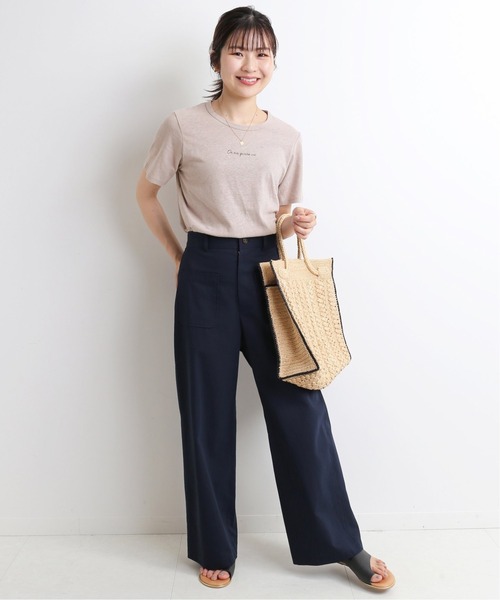 SLOBE IENA(スローブイエナ)の「On na quune vie ロゴT【手洗い可能】◆(Tシャツ/カットソー・レディース・ホワイト/チャコールグレー/ベージュ/パープル・FREE)」の9枚目の写真